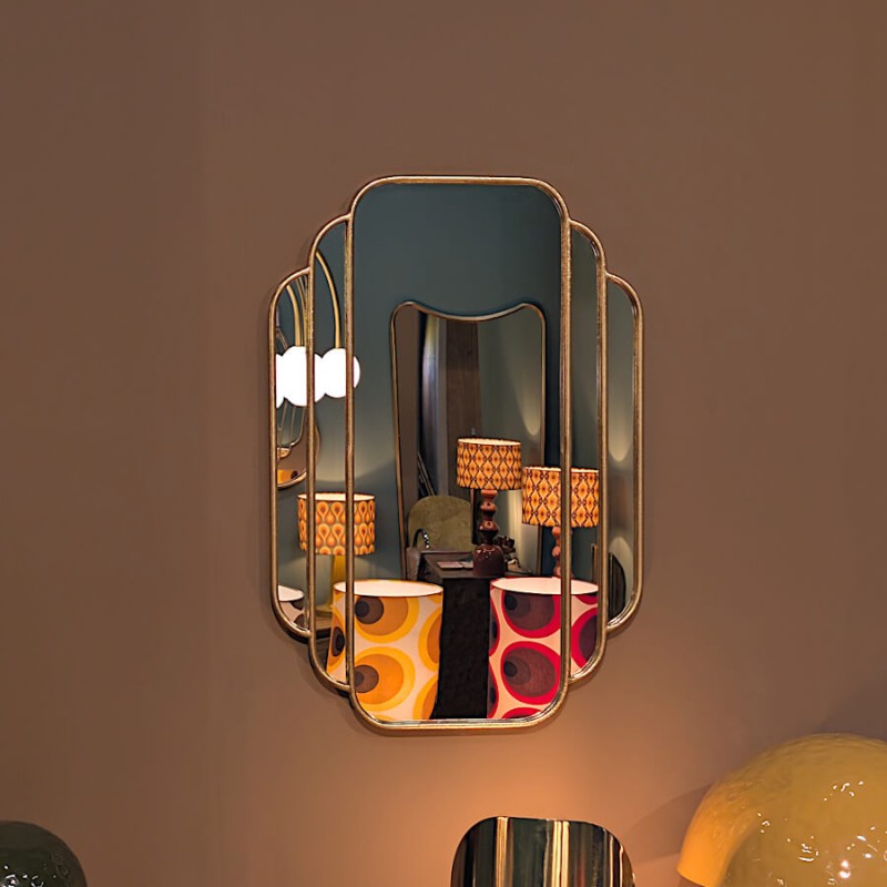 Grand Miroir Art Déco Doré à Degrés Cascade 90x63,5cm | Deco-Delight