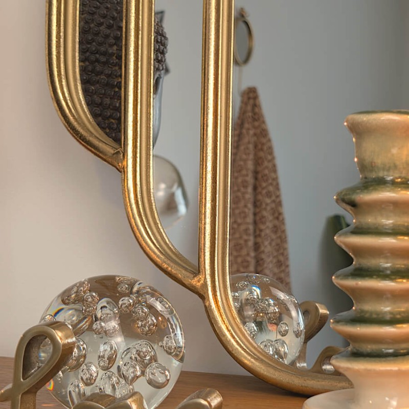 Grand Miroir Art Déco Doré à Degrés Cascade 90x63,5cm | Deco-Delight