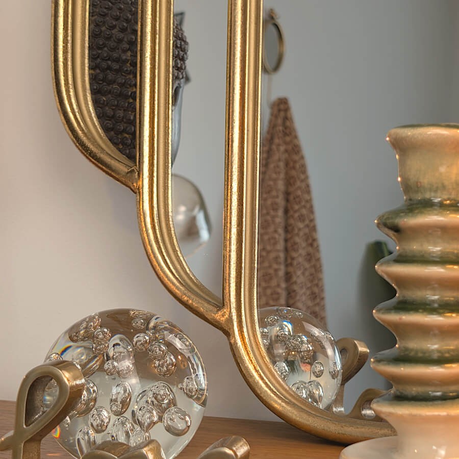Grand Miroir Art Déco Doré à Degrés Cascade 90x63,5cm | Deco-Delight