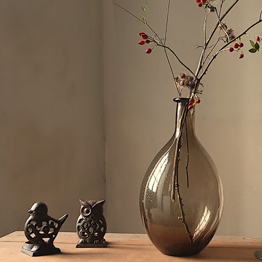 Bougeoir oiseau en fonte brun foncé  | Deco-Delight.com
