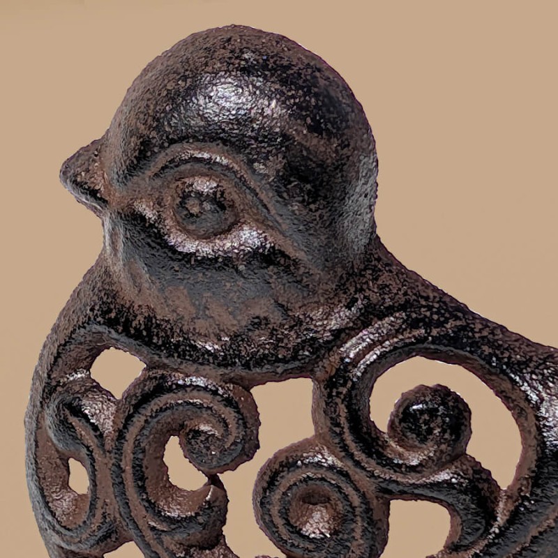Bougeoir oiseau en fonte brun foncé  | Deco-Delight.com